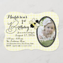 Invitación Cumpleaños de Honey Bee y Gingham
