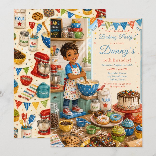 Invitación Cumpleaños de horneado para niños (Anverso / Reverso)