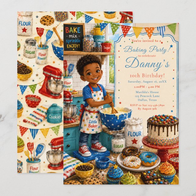 Invitación Cumpleaños de horneado para niños (Anverso / Reverso)
