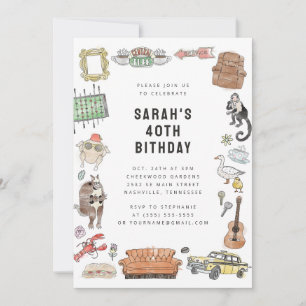 Invitación Cumpleaños de iconos de acuarela FRIENDS™