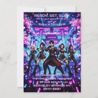 Invitación Cumpleaños de ídolos de K-pop Guerreros