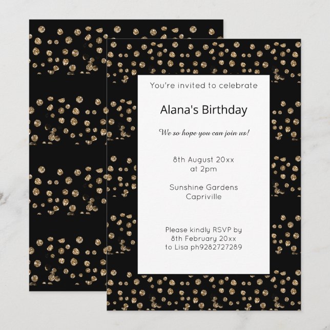 INVITACIÓN CUMPLEAÑOS DE IMPRESIÓN ANIMAL LEOPARD DEL PANEL N (Anverso / Reverso)