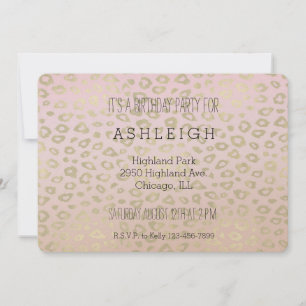 Invitación cumpleaños de impresión Ombre Ombre Ombre Gold Leo