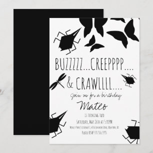 Invitación Cumpleaños de insecto mariposa libélula