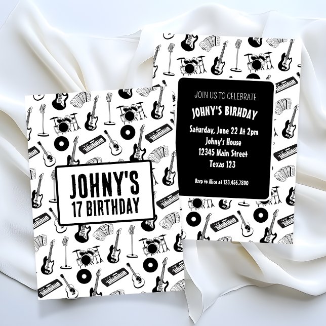 Invitación Cumpleaños de instrumentos de música (Subido por el creador)