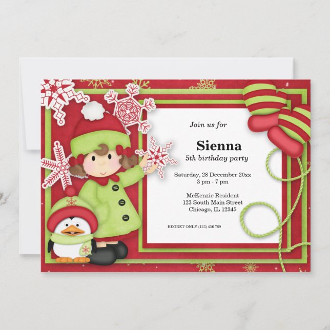 Invitación Cumpleaños de invierno (Anverso)