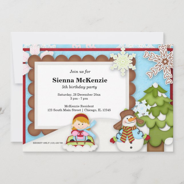 Invitación Cumpleaños de invierno (Anverso)