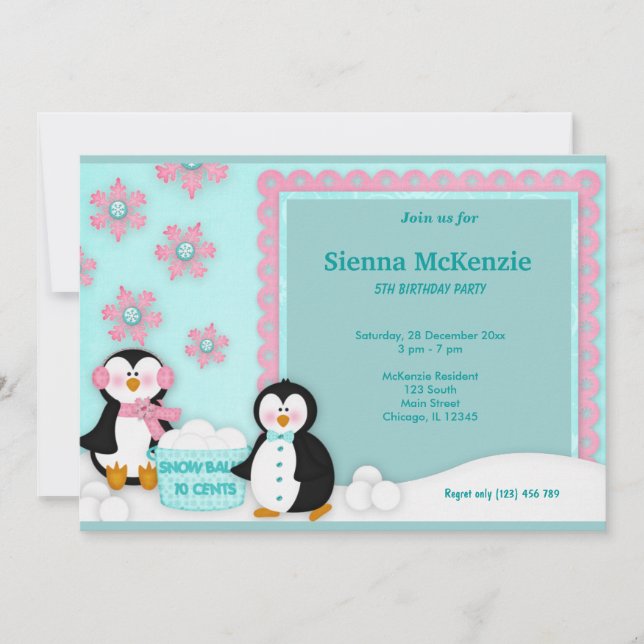 Invitación Cumpleaños de invierno (Anverso)