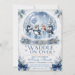 Invitación Cumpleaños de invierno con patinaje