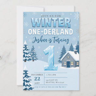 Invitación Cumpleaños de invierno Onderland copo de nieve hie