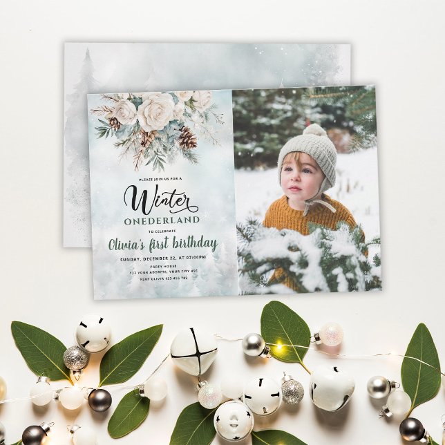Invitación Cumpleaños de invierno perenne Onederland Primera  (Subido por el creador)