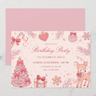 Invitación Cumpleaños de invierno rosa lindo