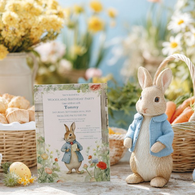 Invitación Cumpleaños de jardín de conejo vintage (Subido por el creador)