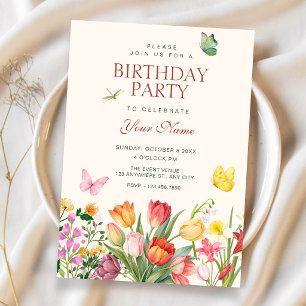 Invitación Cumpleaños de jardín floral