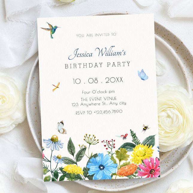 Invitación Cumpleaños de jardín floral estético (Subido por el creador)