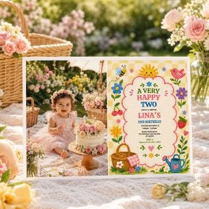 Invitación Cumpleaños de Jardín Soleado 2do Fiesta de Picnic