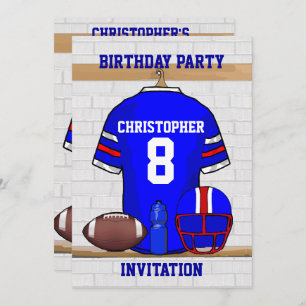 Invitación Cumpleaños de Jersey de Blue WR