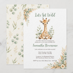 Invitación Cumpleaños de jirafa adorable
