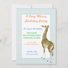 Invitación Cumpleaños de jirafa criaturas de la selva safari