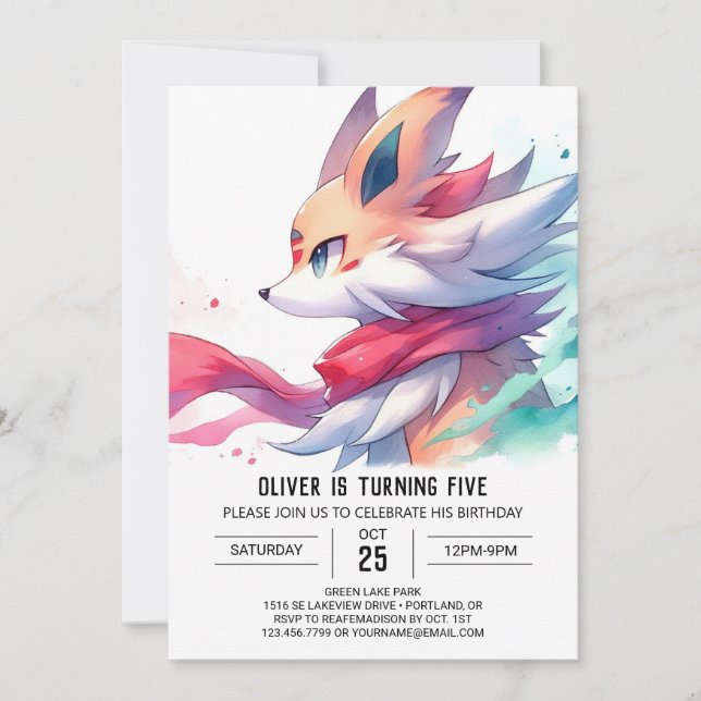Invitación Cumpleaños de Joyful Children Fox (Anverso)