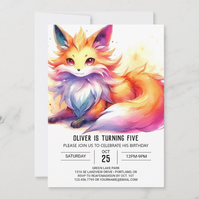 Invitación Cumpleaños de Joyful Children Fox (Anverso)