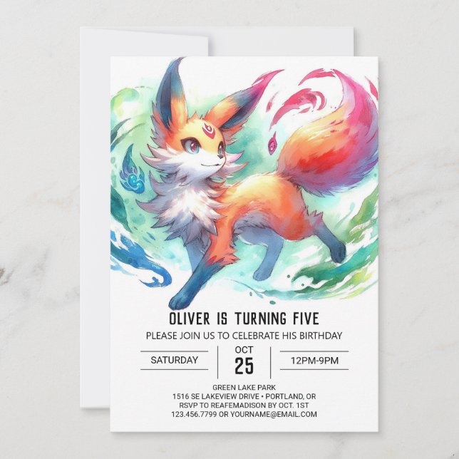 Invitación Cumpleaños de Joyful Children Fox (Anverso)