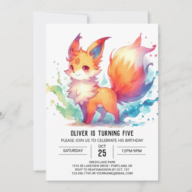 Invitación Cumpleaños de Joyful Kids Fox (Anverso)