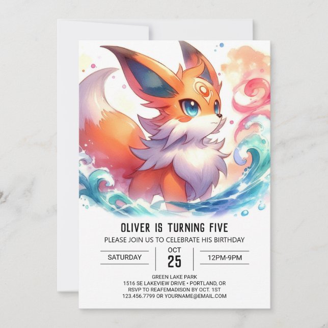Invitación Cumpleaños de Joyful Kids Fox (Anverso)