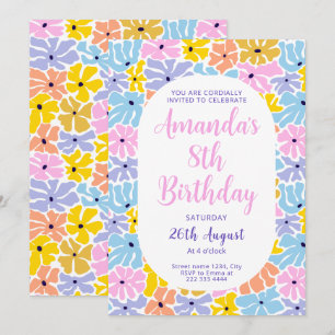 Invitación Cumpleaños de Joyous Flower Fiesta