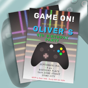 Invitación Cumpleaños de juegos de video Game On