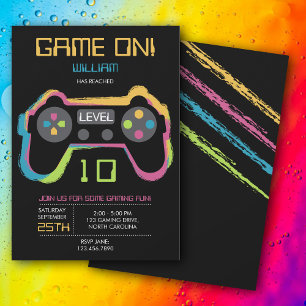 Invitación Cumpleaños de jugador de videojuegos adolescente