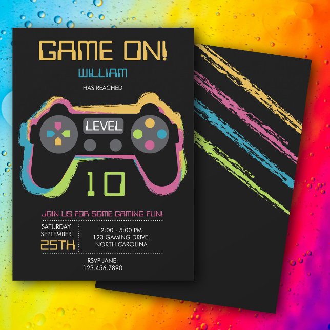 Invitación Cumpleaños de jugador de videojuegos adolescente (Teen Gaming Gamer Video Game Player Birthday Invitation)