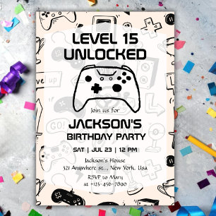 Invitación Cumpleaños de jugador de videojuegos adolescente