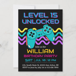 Invitación Cumpleaños de jugador de videojuegos adolescente