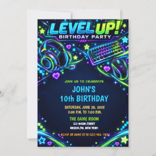 Invitación Cumpleaños de jugador de videojuegos adolescente c