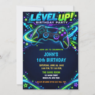 Invitación Cumpleaños de jugador de videojuegos adolescente c