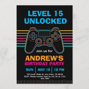 Invitación Cumpleaños de jugador de videojuegos adolescente c