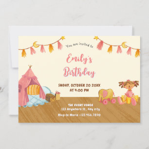 Invitación cumpleaños de juguetes de madera