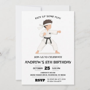Invitación Cumpleaños de Karate Artes Marciales Personalizado