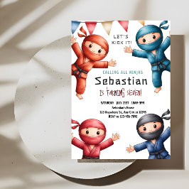 Invitación Cumpleaños de Karate para Guerreros Ninja