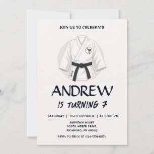 Invitación Cumpleaños de Karate para Niños