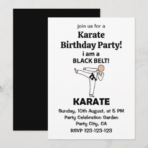 Invitación Cumpleaños de Karate Soy un cinturón negro de Kara