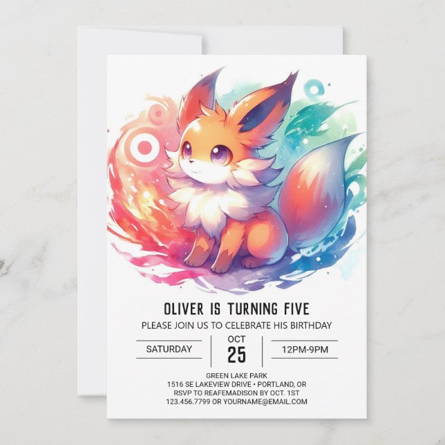 Invitación Cumpleaños de Kids Boho Fox (Anverso)