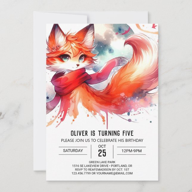 Invitación Cumpleaños de Kids Fox (Anverso)