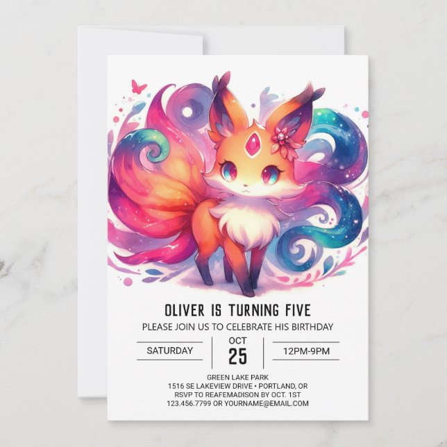 Invitación Cumpleaños de Kids Fun Fox (Anverso)