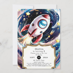 Invitación Cumpleaños de Kids Galaxy Rocket
