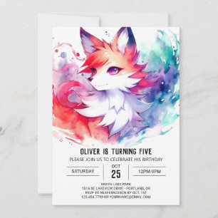 Invitación Cumpleaños de Kids Pastel Fox