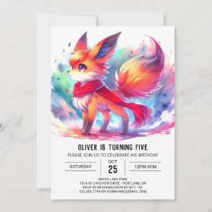 Invitación Cumpleaños de Kids Pastel Fox