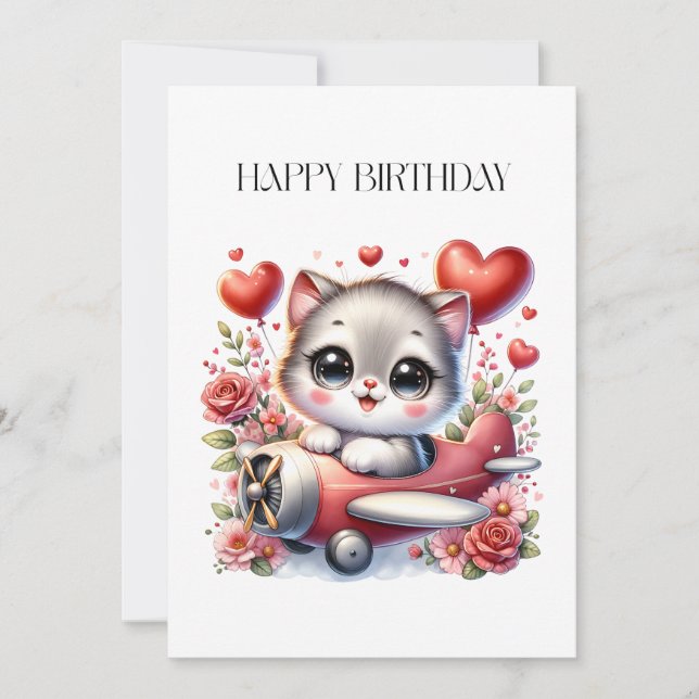 Invitación Cumpleaños de Kitten Pilot (Anverso)