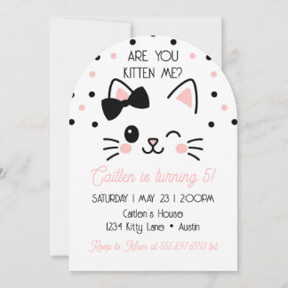 Invitación Cumpleaños de Kitty ¿Me estás engañando rosa 